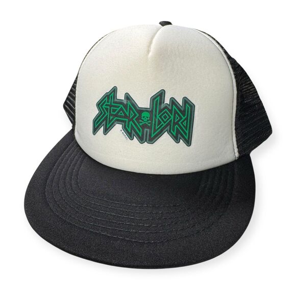Marvel Star Lord Trucker Hat Cap Black Green Logo Spell Out Comics Disney - Picture 1 of 5